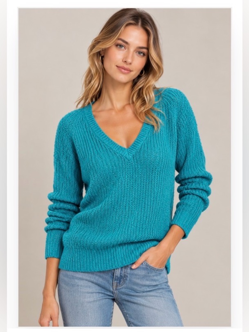 Teal cotton sweater cable knit all natural fabric great for all seasons Vintage